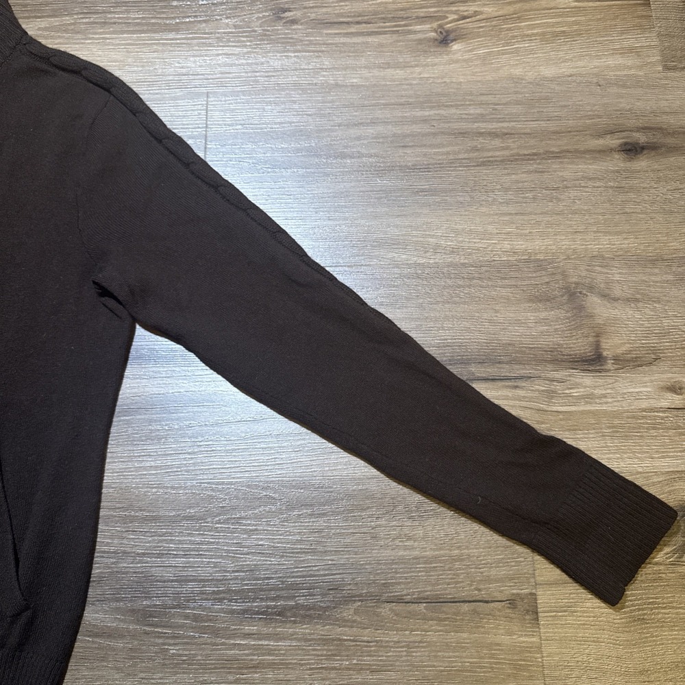 Ralph Lauren Golf Women's LARGE 100% Cashmere Full Zip Sweater Brown Cable Knit - Picture 5 of 14